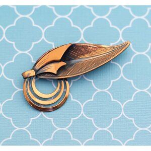 Vintage Elegant Copper Tone Leaf Brooch - R1